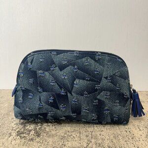 Bergdorf Goodman  Faux Patch Denim  Cosmetics Case Embellished Size Large
